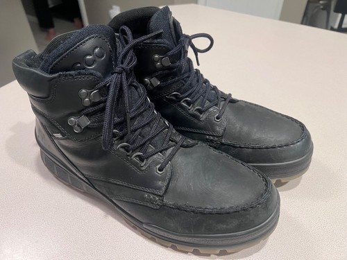 ECCO Men's "Track" Gore-Tex Black Leather Ankle Boots Size 47
