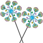 2Pcs Wind Spinners Outdoor, 37" Metal Wind Sculpture Yard Art Decorations, Fr.
