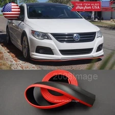 1.3" Black w/ Red Trim EZ Fit Bumper Lip Splitter Chin Protector For  VW Porsche