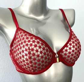 Victoria's Secret Bra New Luxe Lipstick Red Starburst Front Close Unlined 36