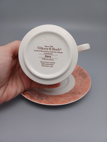 Villeroy & Boch SIENA Rose Pink Marbled Tea Cup and Saucer - Picture 5 of 10