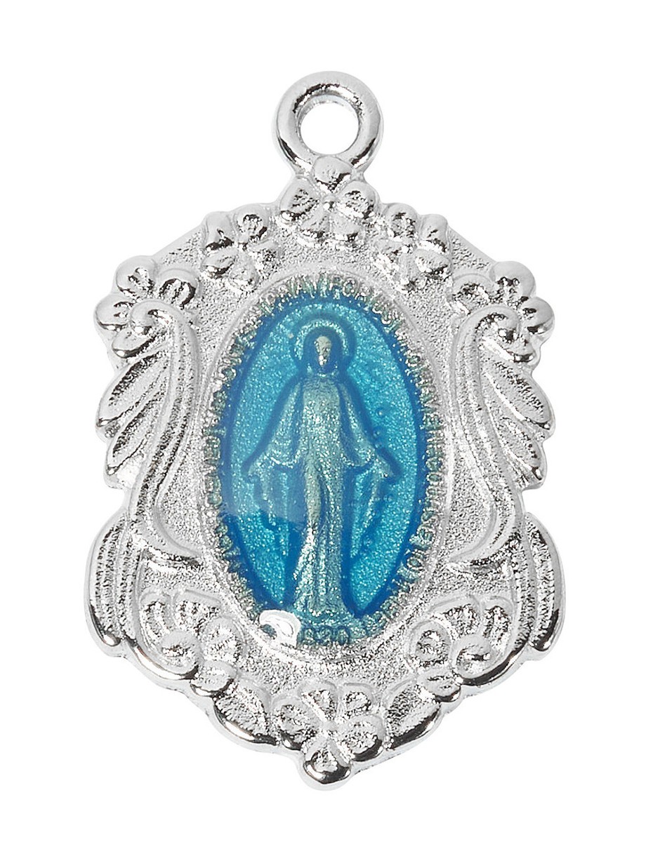 Pewter Scapular Medals With Stainless Steel Rhodium Chain - 18 Inch Religious Necklace