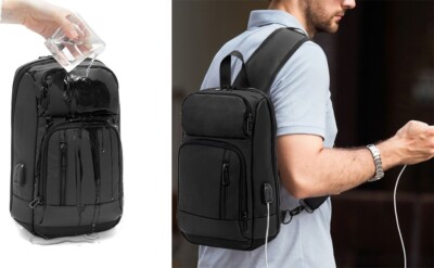 KINGSLONG Sling Rucksack Tasche für Herren mit USB Anschluss Crossbody Schulter Brusttasche