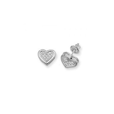 Ohrstecker 9 kt Weißgold Herz Diamant 0,12 kt