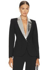 L' AGENCE Clementine Sequin Lapel Ponte Blazer
