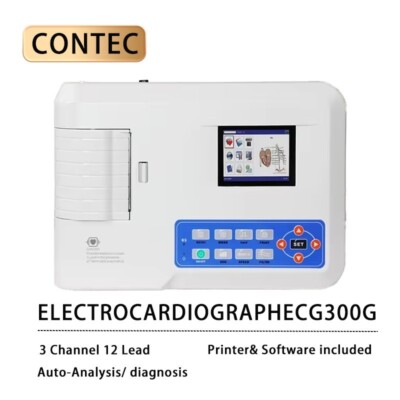 CONTEC ECG300G 3-Channel ECG - 12-Lead for Human/Vet Use - Digital EKG Machine