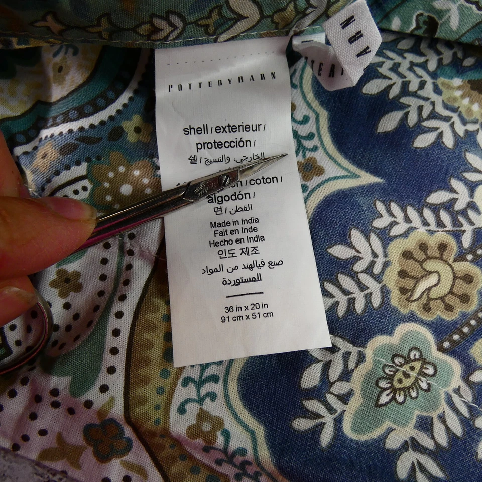 Funda de almohada Pottery Barn King azul verde McKenna cachemira sobre funda de almohada Foto 4 de 4