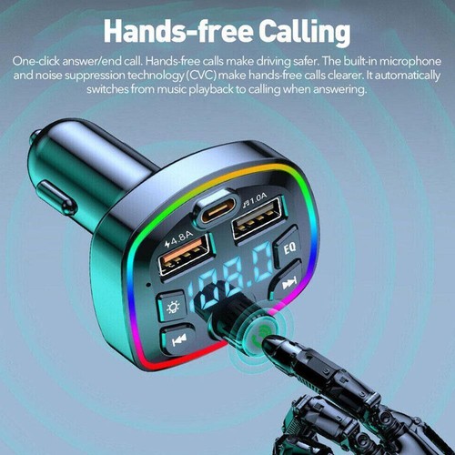 Car Wireless FM Transmitter Adapter Bluetooth 5.0 2USB Hands-Free Charger Z0E3 - Afbeelding 15 van 19