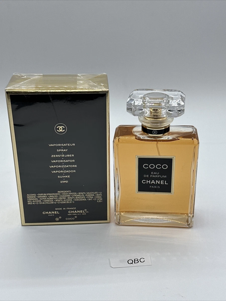 COCO Mademoiselle Chanel Paris EMPTY Eau De Parfum Glass Bottle 3.4 oz w/  Box