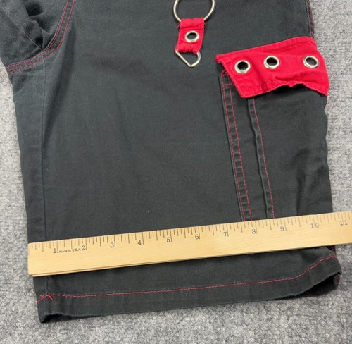 Pantaloncini cargo Hot Topic Cargo Grommet donna 9 nero rosso bondage goth punk emo - Foto 10 di 10
