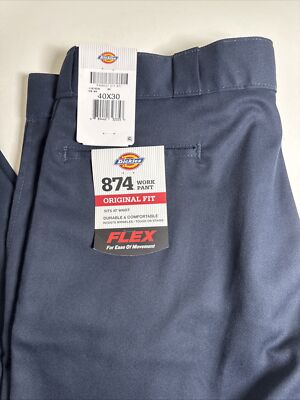 Dickies 874 Flex Work Pants 40x29.5 Dark Navy Blue NWT Original