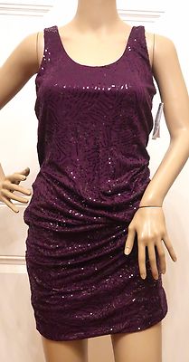 $180 New VELVET Purple Sequin BodyCon Dress Mulberry Larrista Small Tank |  eBay