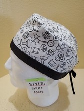 Chemistry Lab Men's Skull/Chemo Surgical Scrub Hat/Cap Handmade