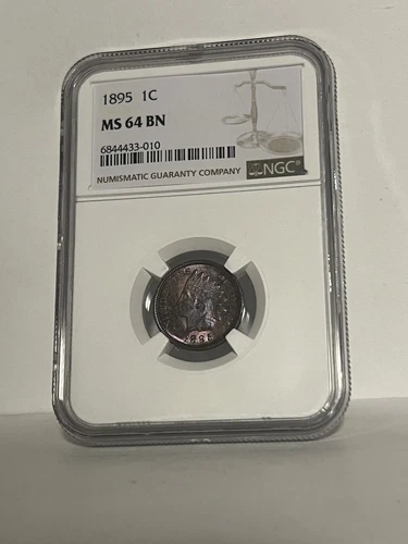 NGC MS-64 BN 1895 Indian Head Cent, Attractively toned specimen.