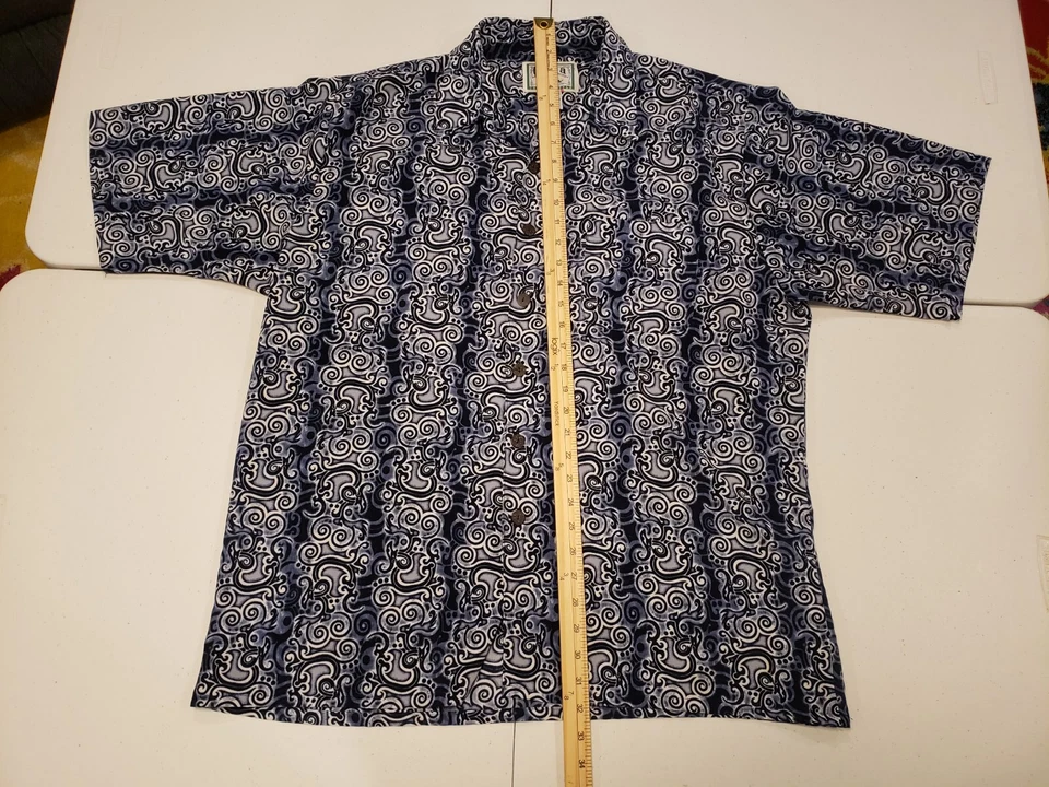 Рубашка Hana Bay Island Cabana синяя винтажная полиэстер размер X Large XL - Изображение 2 из 4