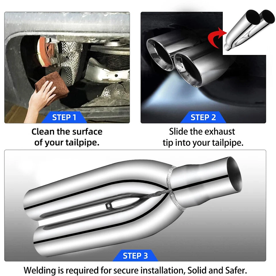 Punta silenciador escape tubo chorro salida 3"" entrada 2,5"" longitud 19" para Honda CRX Foto 3 de 4