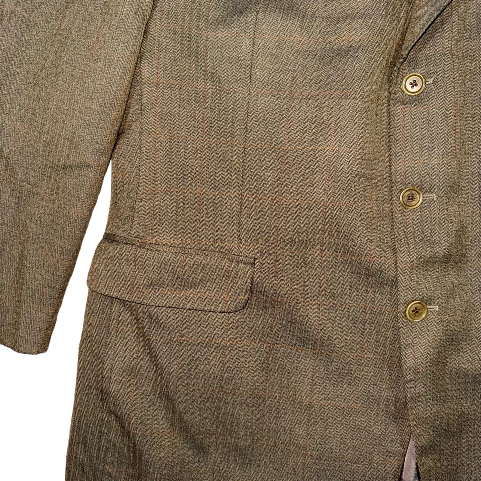 Chaqueta Blazer Lubiam Hombre Marrón Verde Lana a Cuadros - Talla 48R (Hecha en Italia) Foto 4 de 4