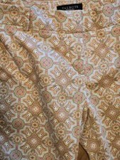 Talbots Signature Cream Print Straight Leg Pant Size 8 NWOT