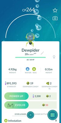 Pokémon Trade Go Dewpider X15 - LUCKY CHANCE