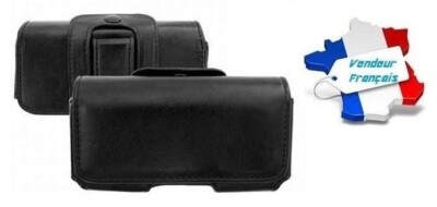 Étui Horizontal Universel Noir Pour Sony Ericsson J10 - Cuir écologique Avec Clip Ceinture