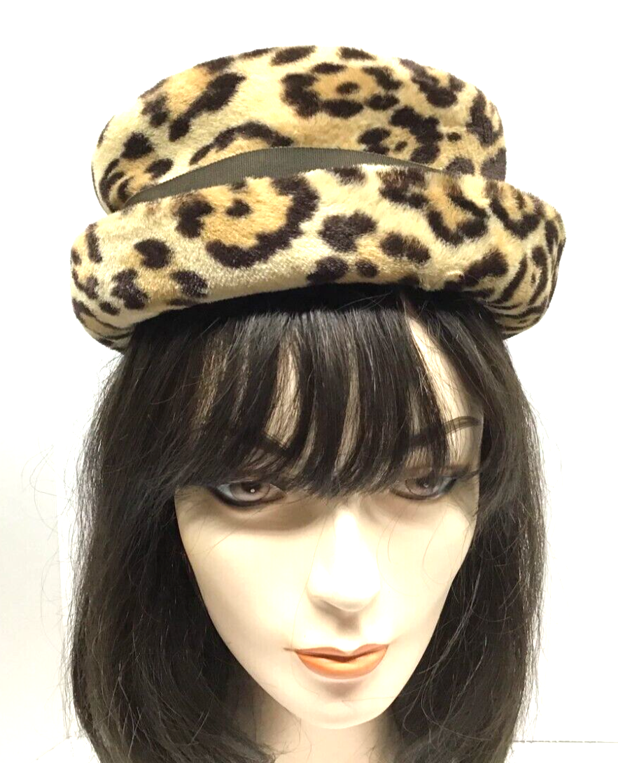 Mitsere Vintage Leopard Print Faux Fur Hat