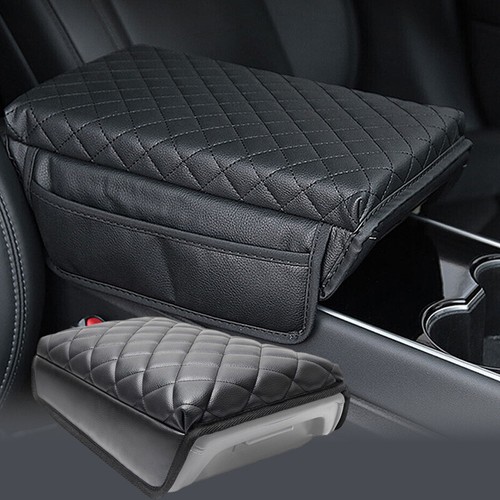 Car Armrest Pad Center Console Box Cover PU Leather Protect Cushion with Pocket - Foto 2 di 16