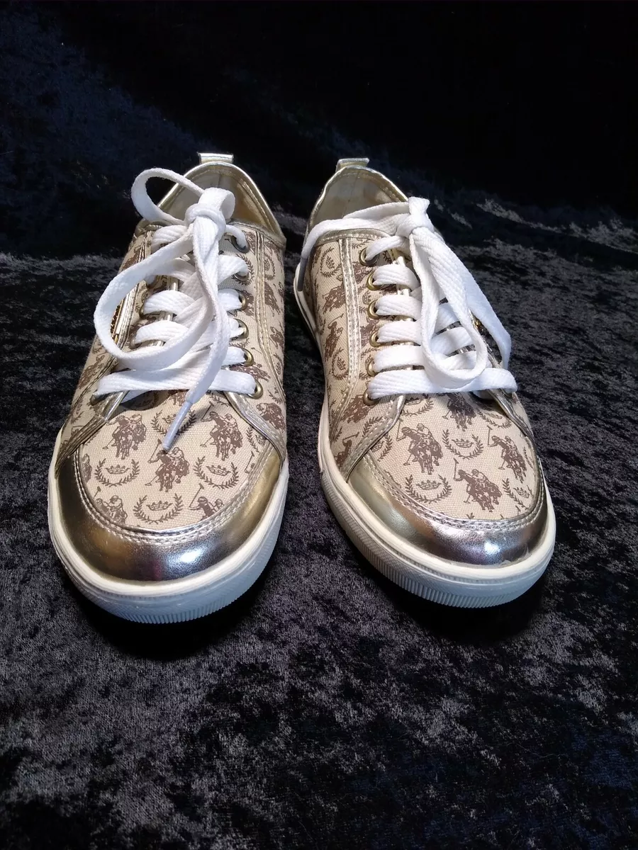 US Polo Assn Fashion Sneakers Women s Size 8.5 Tan Canvas With
