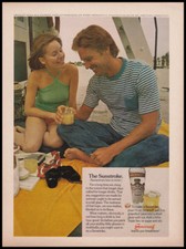 Smirnoff vodka PRINT AD 1974 couple sur bateau, recette pour coup de soleil