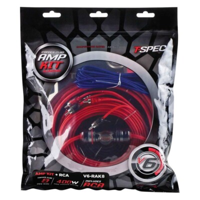 T-Spec V6 Series 8 AWG 400W Rated Amplifier Wiring Kit