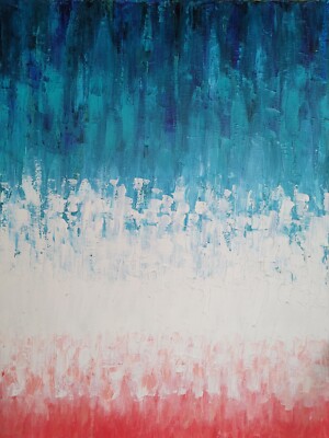 abstract contemporary oil canvas 18x24 Amanda Norman Teal/Peach Ombre