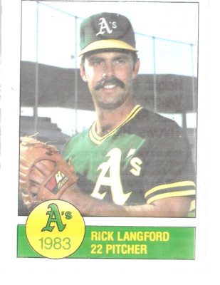 1983 Granny Goose Rick Langford Oakland As With Tab Grand Slam Baseball Vintage