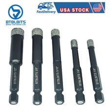 5pc Dry Diamond Drill Bit Hole Saw Kit for Granite Marble Porcelain Tile Ceramic