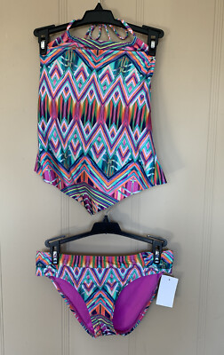 Kenneth Cole Multi Color Two Piece Swim Suit Bikini Women s Size S 