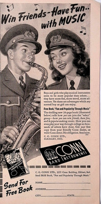 1945 Conn Band Instruments Boys & Girls Win Friends Print Ad American Girl Nov
