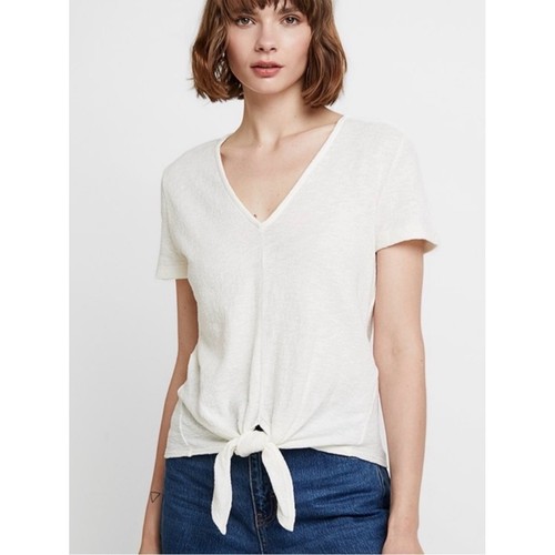 Madewell Texture + Thread cream V-Neck Tie-Front Top