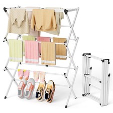 Space Saving Foldable Clothes Drying Rack, Extendable Rustproof Laundry Rack ...