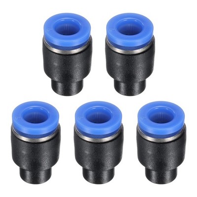 uxcell 5Pcs 1/4''(6mm) Tube OD Push-to-Connect Fittings Plug, 1/4''(6mm), Black