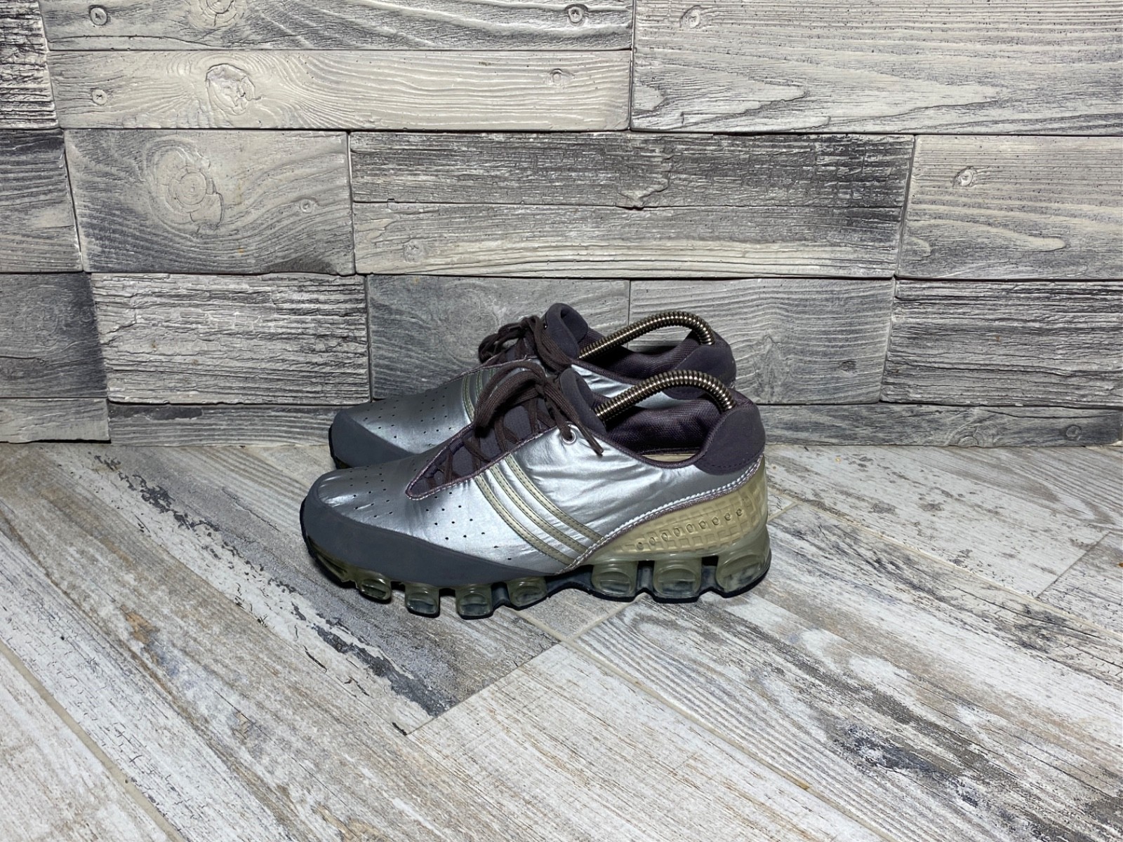 STELLA MCCARTNEY ADIDAS Women's Vintage Y2K Bounce Silver Futuristic Sneakers image 4