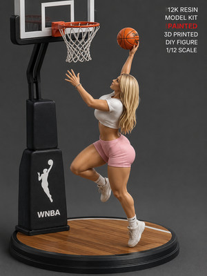 Curvy Basketball Chick 1/12 Scale Resin Model Kit , color or grey print options