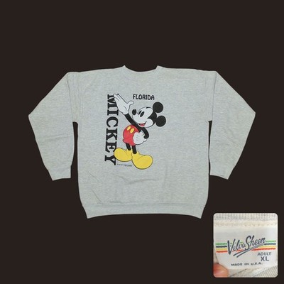 Vintage Velva Sheen Sweatshirt Mickey Mouse 90s Made in USA Tri