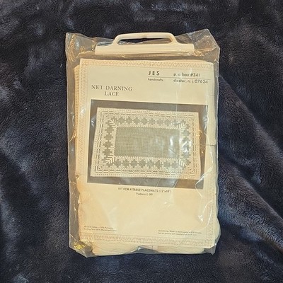 JES Handicrafts Net Darning Lace Embroidery Kit 4 Placemats 12×18 Pattern L-99