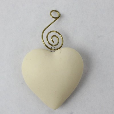 Solid Off-White Heart Ornament 2'' Small Holiday Collectible