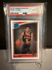 2018-19 NBA Panini Donruss Trae Young #198 Rated Rookie Card PSA 10 GEM MT. rookie card picture