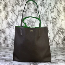 Hermes Double Sens Tote Bag Leather Reversible Handbag Clemence 36 Authentic