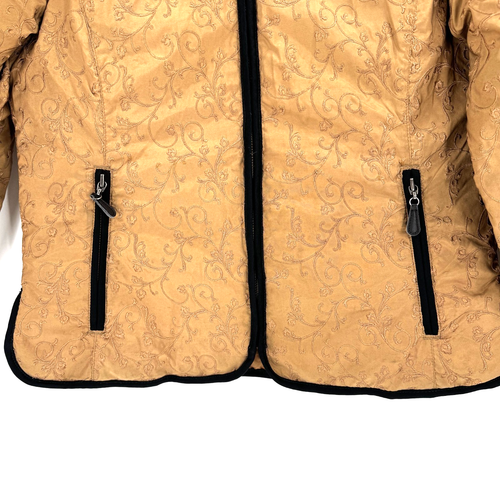 Eddie Bauer Premium Goose Down Jacket Women's Medium Brown Embroidered Quilted - Picture 3 of 9