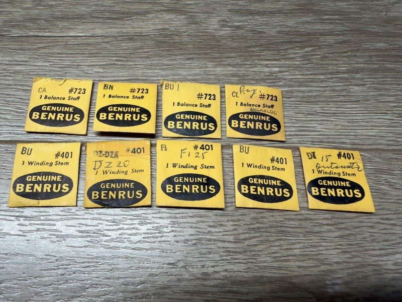 Vintage Genuine Benrus Watch Parts Lot Winding Stems & Balance Staffs