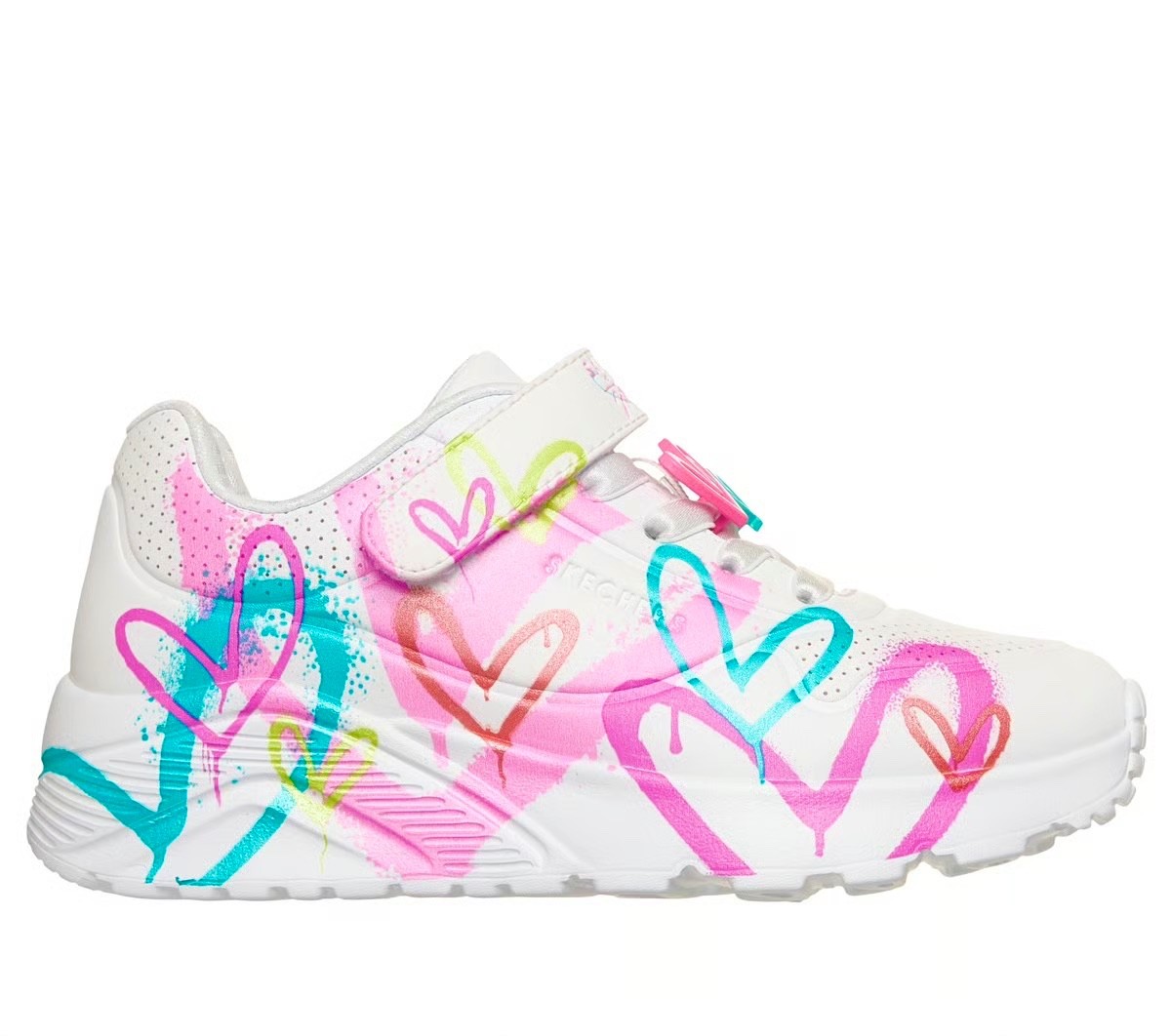 Skechers Uno Lites Heart Status J Goldcrown in White Multi