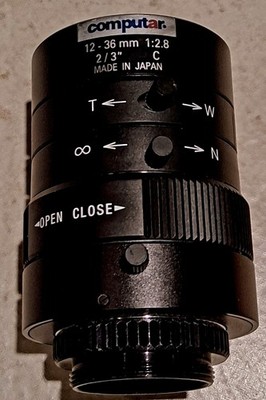 Computar 12-36mm f/2.8 C-Mount Manual Zoom Lens - Tested & Smooth
