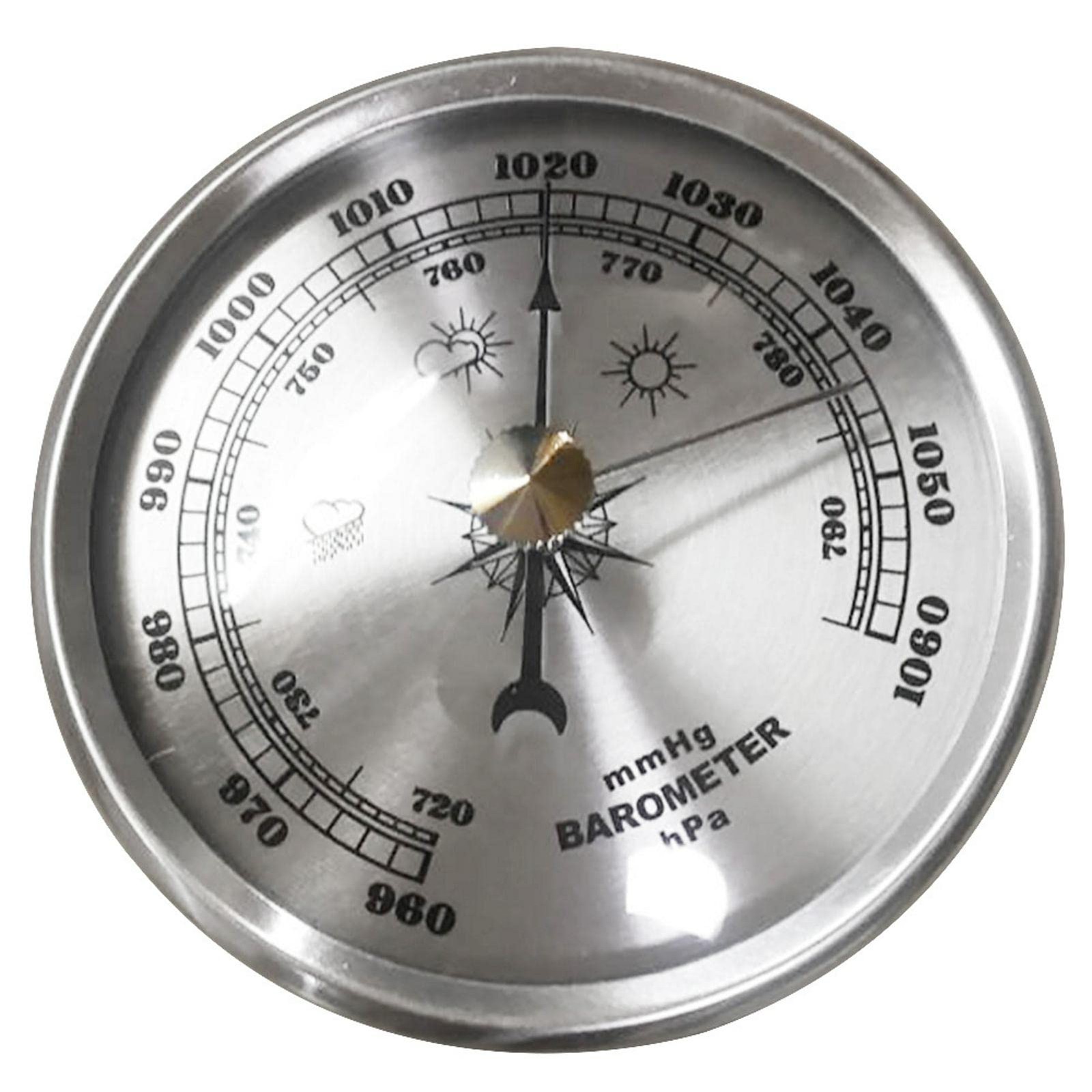 Dial Type Barometer with Thermometer Hygrometer Weather Station, 3 in Silver
