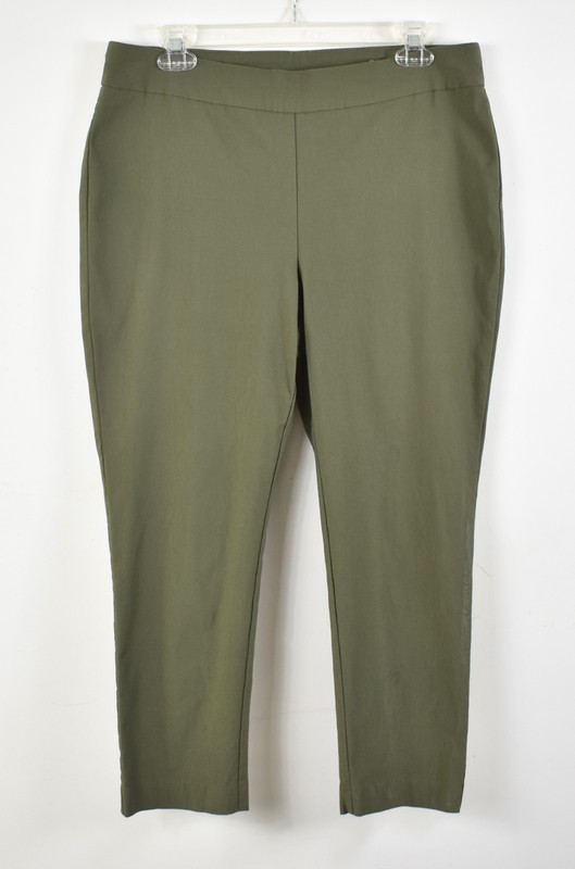 CHICO'S Deep Olive So Slimming Brigitte Back-Slit Ankle Pants Pull-On 2P (12P)